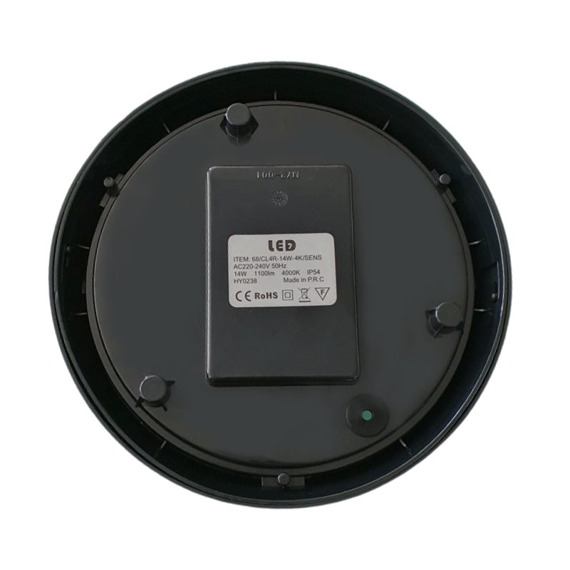 Applique Murale LED Noire 14W Ronde avec Détecteur de Mouvement IP54 - Silumen