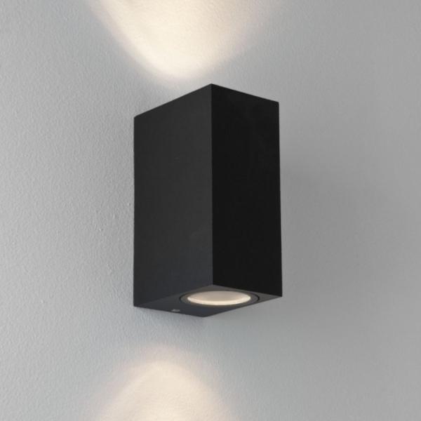 Applique Murale Noire LED IP44 double faisceau GU10 Carrée - Silumen