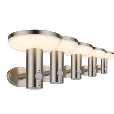 Pack de  5 - Applique Solaire LED Murale 4.4W IP44 Rond avec Détecteur Aluminium
