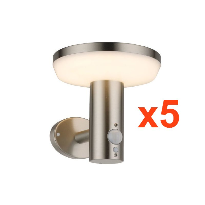 Applique Solaire LED Murale 4.4W IP44 Rond avec Détecteur Aluminium (Pack de 5) - Silumen
