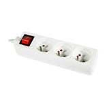 Multiprise block 3 sockets with white switch