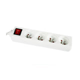 Multiprise block 4 sockets with white switch