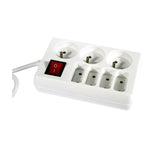 Multiprise block 7 sockets with white switch