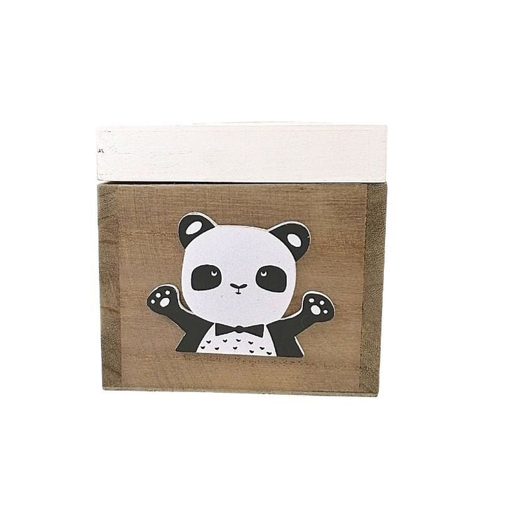 Boîte de Rangement en bois Panda 13x12x13cm - Silumen
