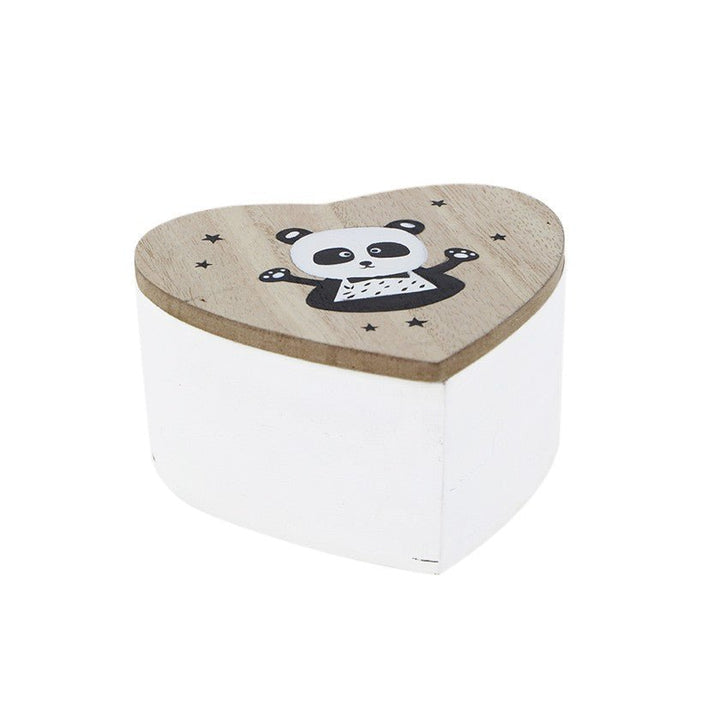 Boîte de Rangement en bois Panda, forme Coeur, 9.2x5x8.5cm - Silumen