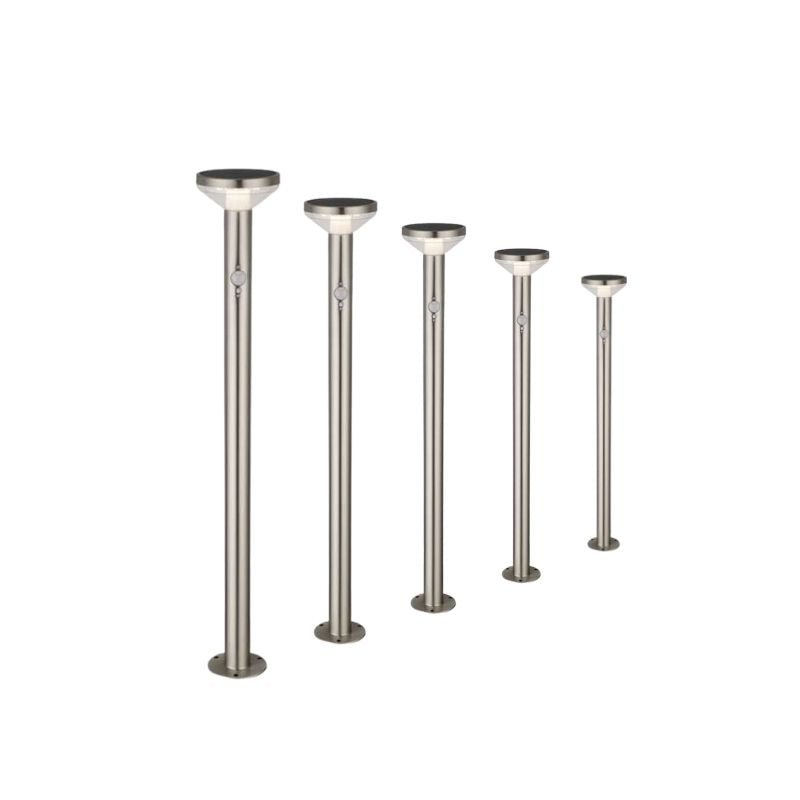 Borne Solaire LED 2W 80cm IP44 Rond avec Détecteur PIR Aluminium (Pack de 5) - Silumen