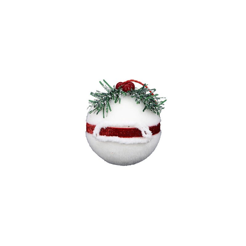 Boule de Noël Coton Houx Ceinture 8cm - Silumen