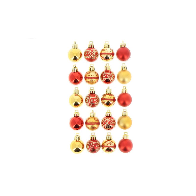 Boules de Noël arabesques ROUGE / OR 20 pcs Ø3cm - Silumen