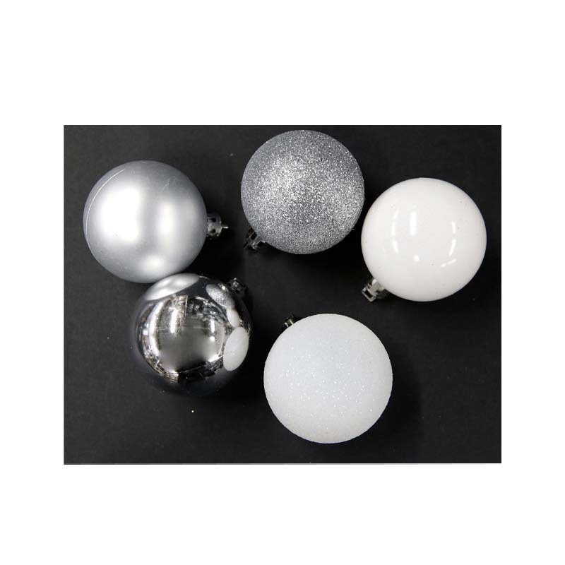 Boules de Noël ARGENT / BLANC 40 pcs Ø5cm - Silumen