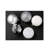 Silver / white Christmas balls 40 pcs Ø5cm