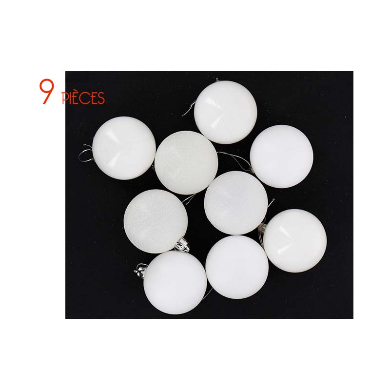 Boules de Noël BLANC 9 pcs Ø6cm - Silumen