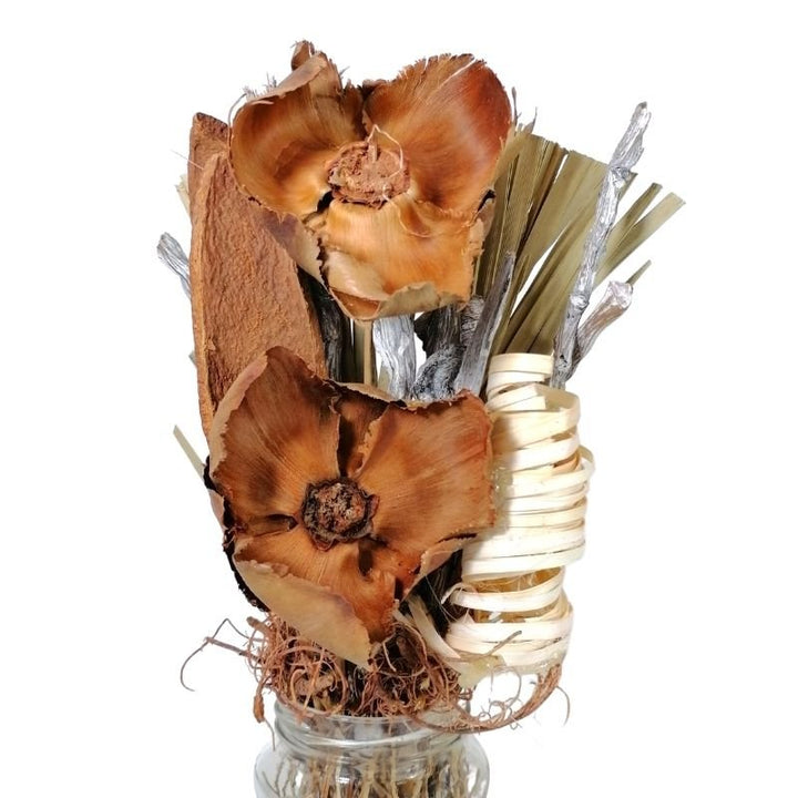 Bouquet de fleurs séchées dans vase en verre H32 cm - Silumen