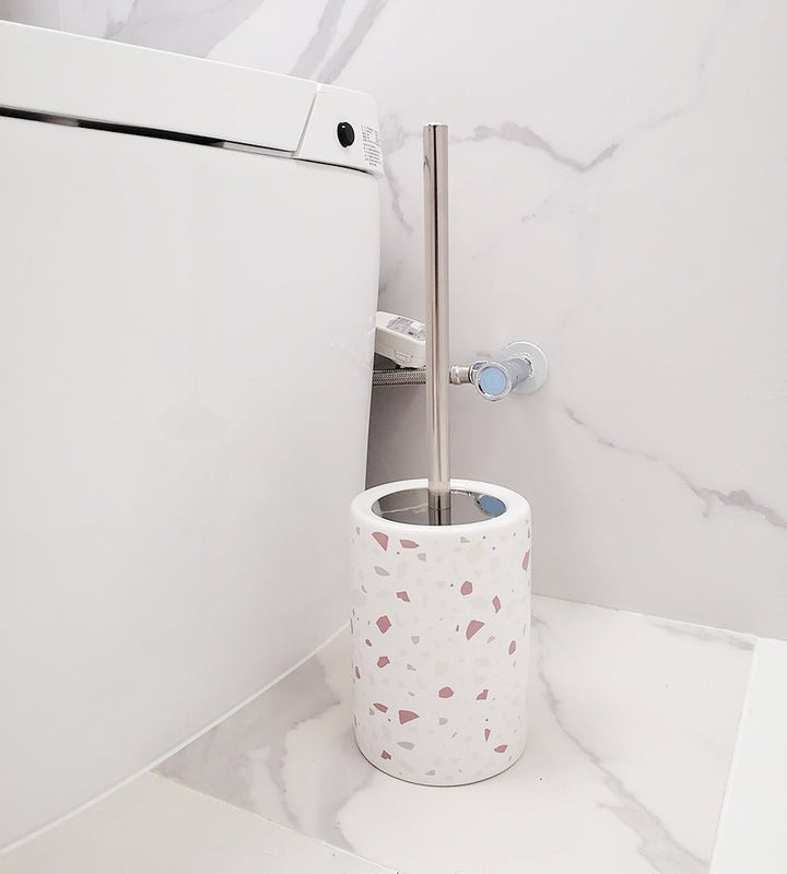 Brosse WC en céramique et acier inoxydable - Imprimé Terrazzo - Silumen