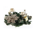 Centre de table Noël 2 supports bougie Ø15cm - Fleurs CHAMPAGNE