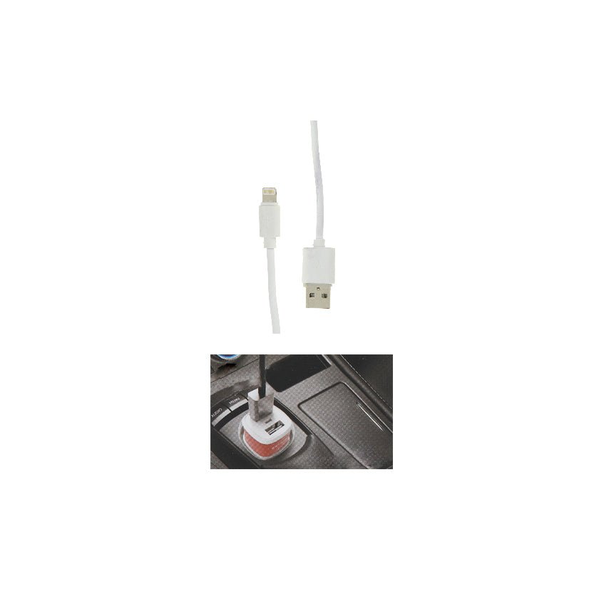 Chargeur Allume-Cigare 2 ports USB 2.4A + câble - Silumen