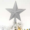 Étoile De Sapin De Noël Blanche Pailletée - Diamètre 20 Cm - Plastique Léger - Pour Cime De Sapin - 6