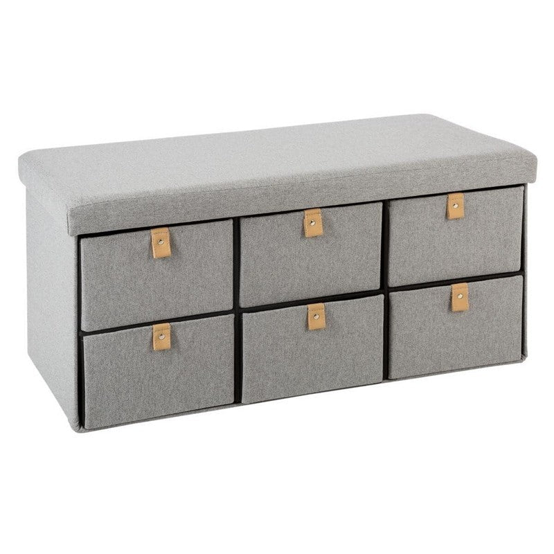 Coffre de Rangement Banc Suede GRIS 76cm - Silumen