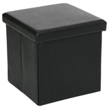 Cofre de almacenamiento de pouf plegable negro de 38 cm Efecto de cuero