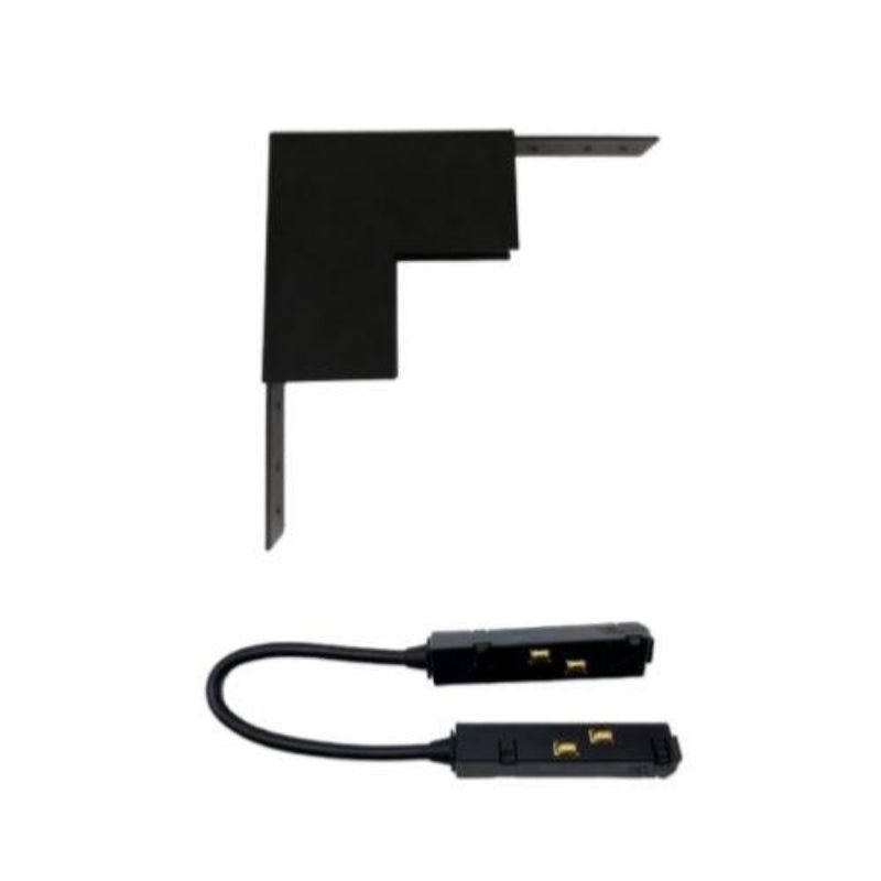Connecteur Angle Rentrant pour Rail Magnétique en Saillie Noir + Connecteur Souple - Silumen