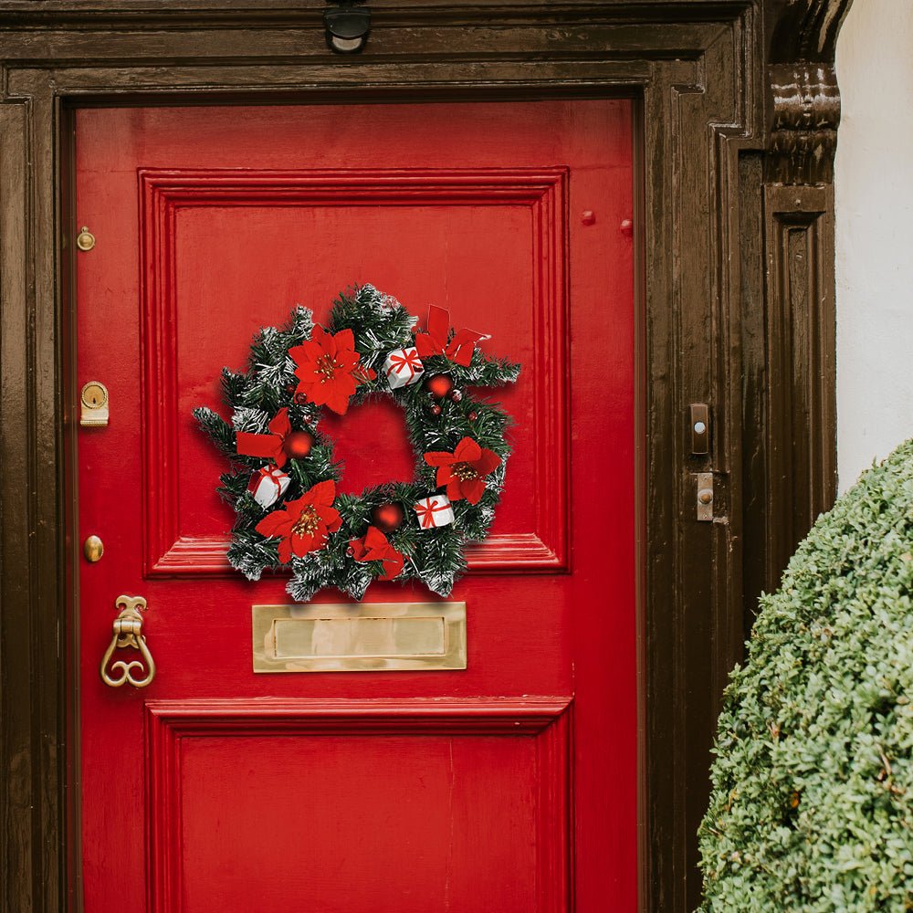 Couronne de Noël avec Noeuds 40cm ROUGE - Silumen