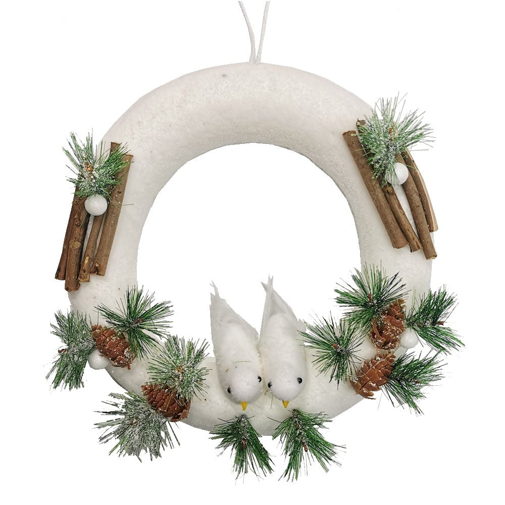 Couronne de Noël Blanche Oiseau 27cm - Silumen