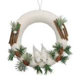 Couronne de Noël Blanche Oiseau 27cm