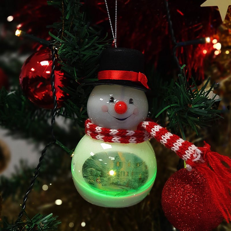 Décoration de Sapin Bonhomme de Neige Lumineux LED H.10cm (piles incluses) - Silumen
