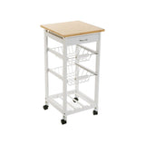 Desserte de Cuisine 36.5 x 36.5 x H77 CM Bambou Blanc
