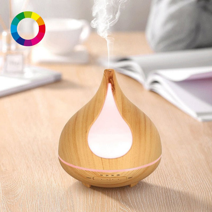 Diffuseur Huile Essentielle / Humidificateur d'air LED Bois 300ml avec Timer - Silumen