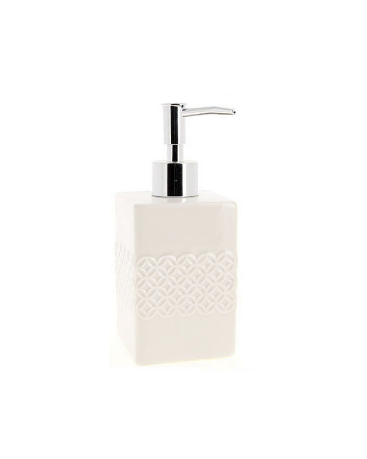 Distributeur de savon liquide 290ml en Céramique - Relief Rosace - Silumen