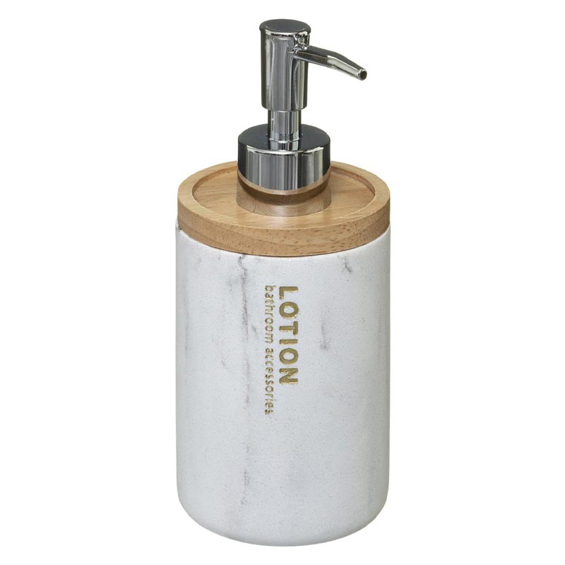 Distributeur de savon liquide bambou et plastique - Motif marbre - Silumen