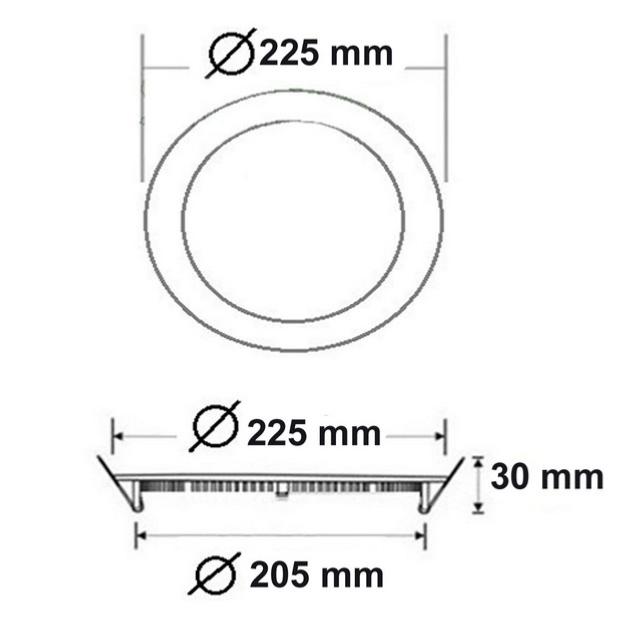 Downlight Dalle LED Extra Plate Ronde BLANC 24W Ø225mm - Silumen