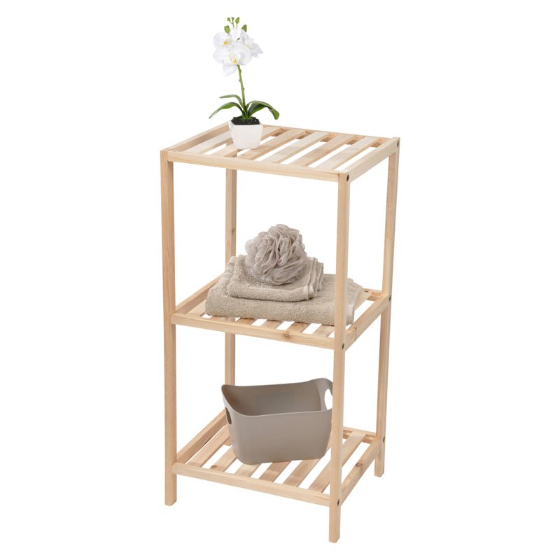 Étagère de Rangement 3 niveaux Bois Naturel H74cm - Silumen