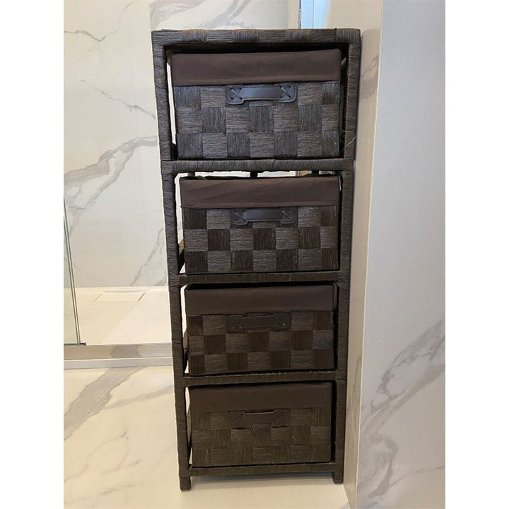 Étagère de Rangement en Bois avec 4 Paniers Marron H83cm - Silumen