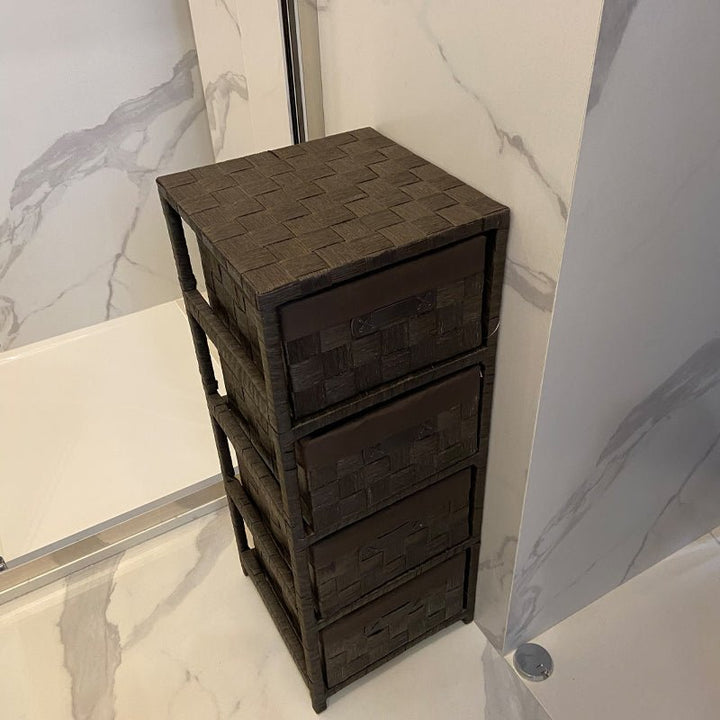 Étagère de Rangement en Bois avec 4 Paniers Marron H83cm - Silumen