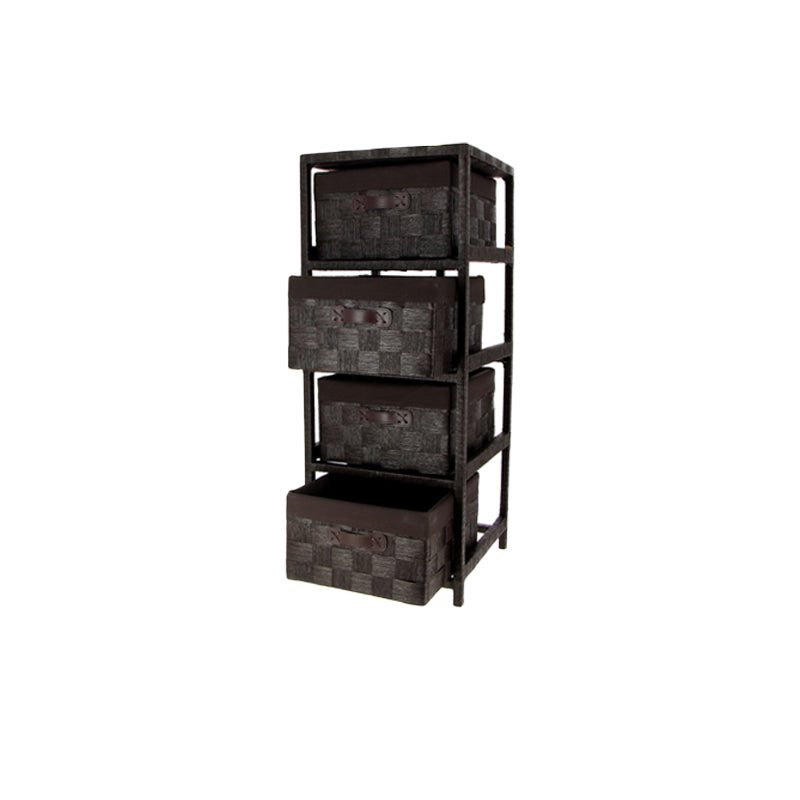 Étagère de Rangement en Bois avec 4 Paniers Marron H83cm - Silumen