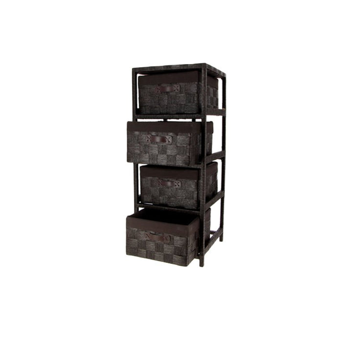 Étagère de Rangement en Bois avec 4 Paniers Marron H83cm - Silumen