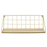 Hout- en gouden metalen wandplank L. 45 cm