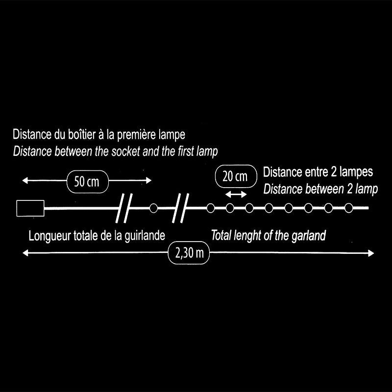 Guirlande LED à pile 1M80 Noël 10LED IP20 - BLANC CHAUD - Silumen