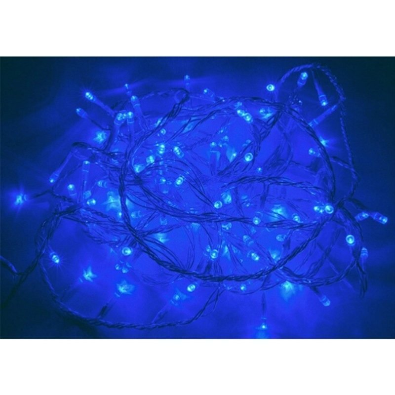 Guirlande LED BLEUE 6M 120LED IP44, 8 modes avec timer - câble transparent - Silumen