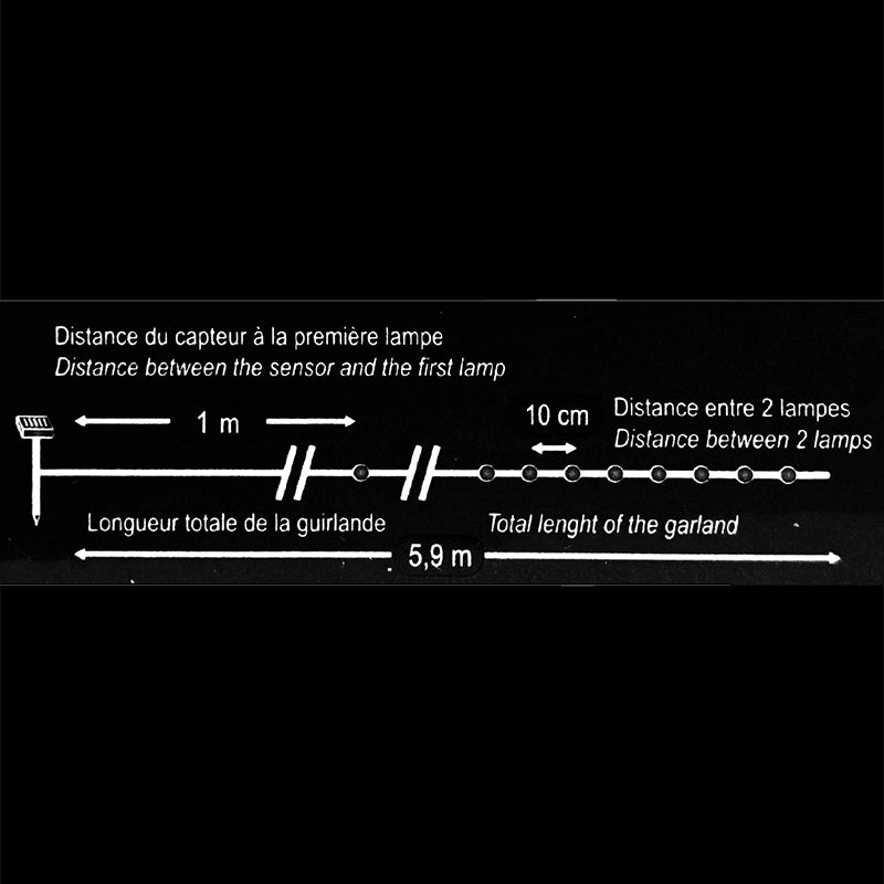Guirlande Solaire LED 5M 50LED IP44, 8 modes - Câble vert - Silumen
