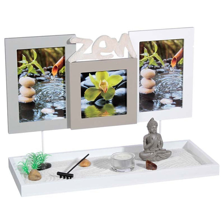 Jardin Zen Bouddha 37x15cm avec 3 cadres photos - Silumen