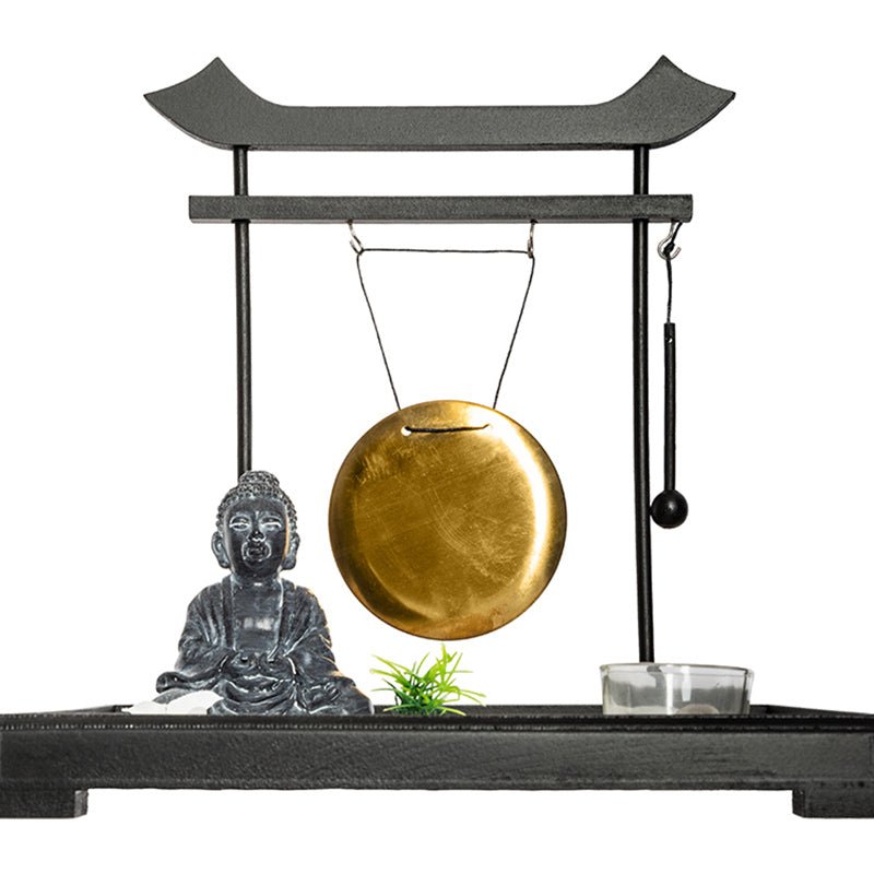 Jardin Zen Bouddha Carré 26x26x26 cm avec Gong - Silumen