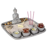 Zen-Gartenbuddha aus Zement 23x23cm mit Kerzen