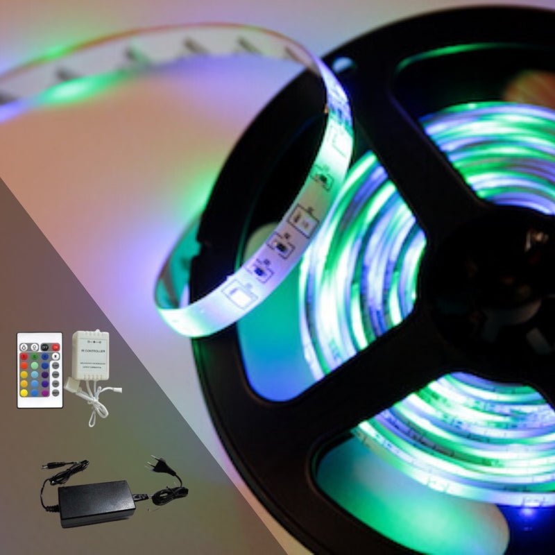 Kit Bandeau LED RGB 12V 5050 30LED/m (Contrôleur + Alimentation) - Silumen
