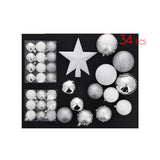 Christmas Ball Kit & White Downside / Silver - Set 34 PCS
