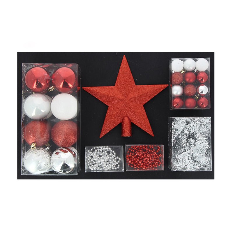 Kit Boules de Noël & Cimier ROUGE / ARGENT - set 44 pcs - Silumen