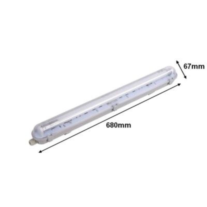 Kit de Réglette LED étanche + Tube Néon LED 60cm T8 9W - Silumen