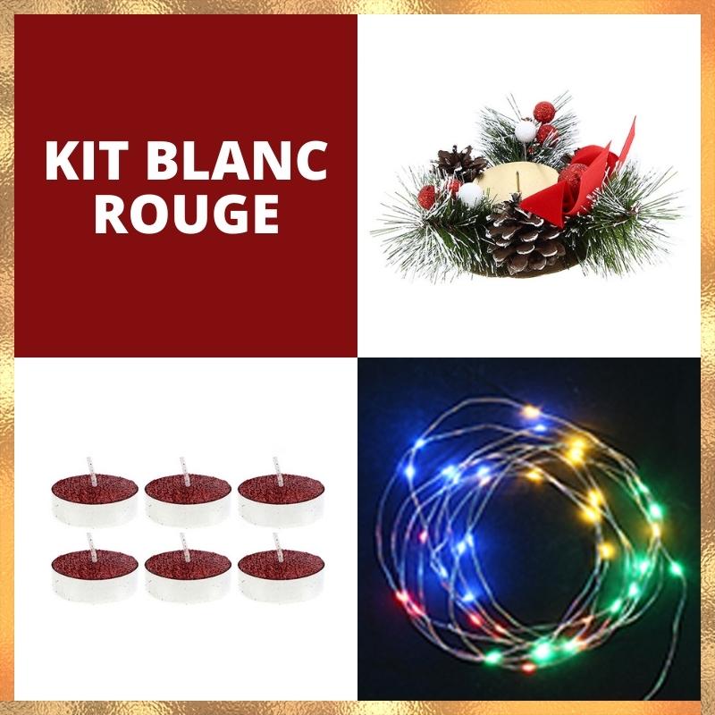 Kit Déco Table De Noël Blanc Rouge Lumineux - Silumen