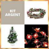 Kit Déco Table Sapin Argent Bois Lumineux